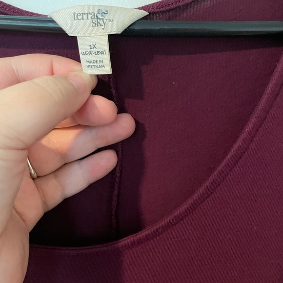 Terra & Sky Deep Burgundy Long Sleeve Dress - Picture 3 of 4